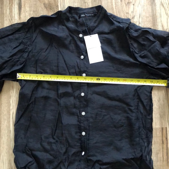 NEW!!! Zara Jewel 💎 Button Organza Top - Picture 11 of 14